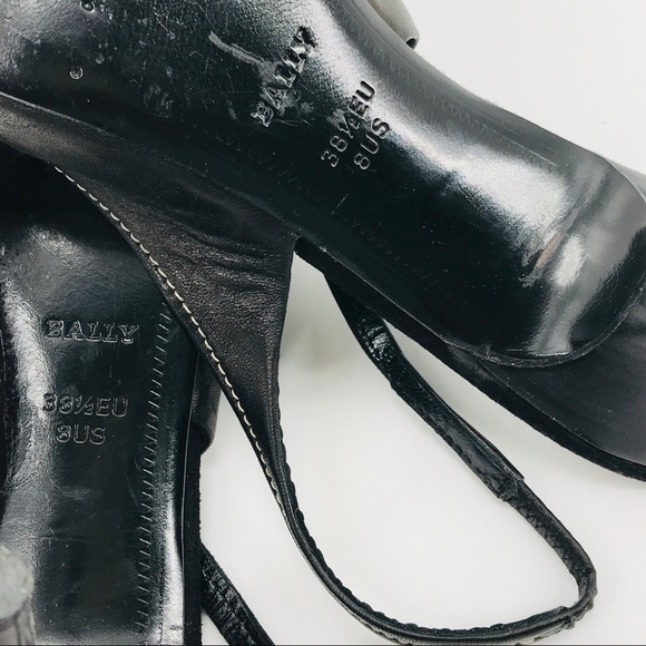 Black Open Toe Leather Sandals Bally Sz 38.5 - Picture 8 of 8
